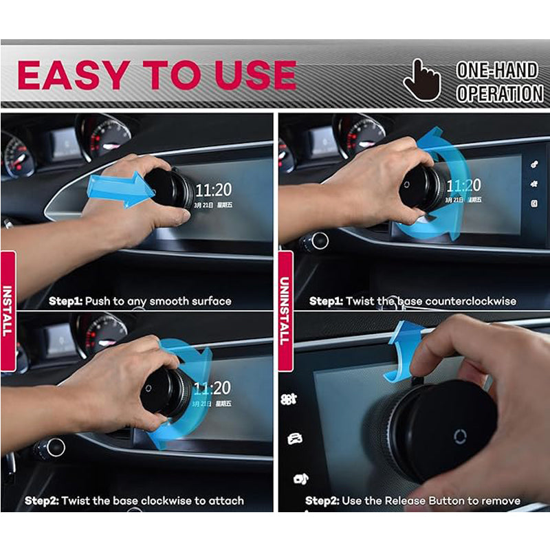 360° Adjustable Car Phone Holder — Vacuum Suction with 20× Magnets