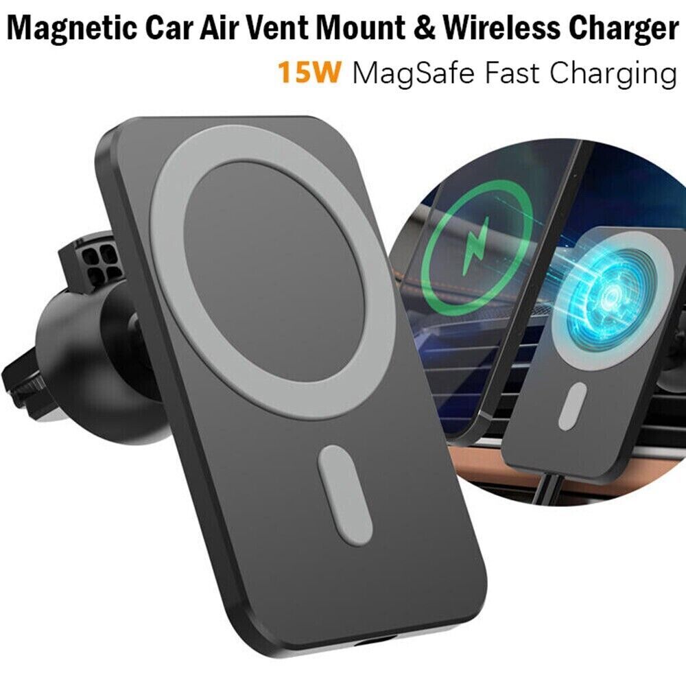 Magnetic Wireless Charger Car Mount – MagSafe Compatible Fast Charging Phone Holder for iPhone 12, 13, 14 Pro & Pro Max