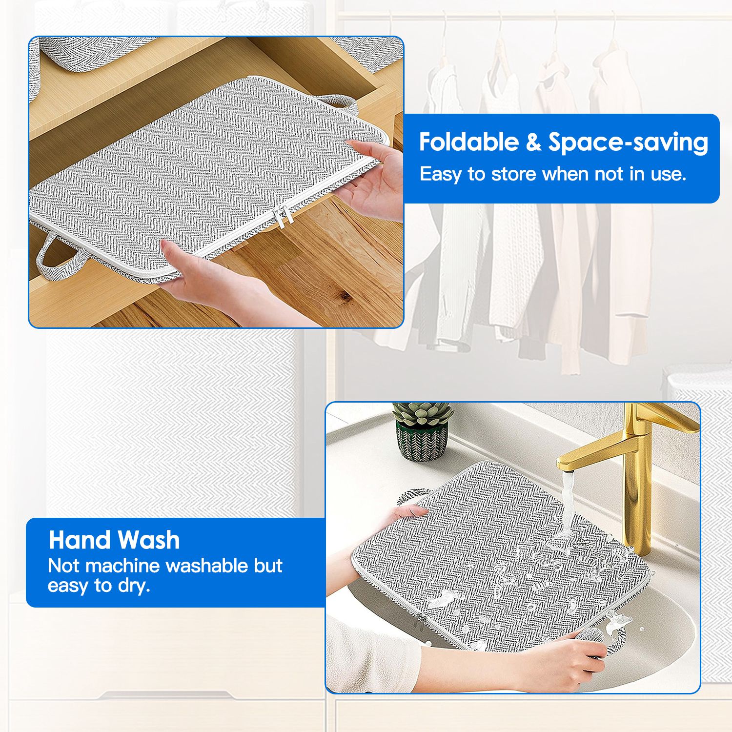 4 Pack Foldable Storage Bags Set – Multi-Size Closet Organizers with Zipper Lid and Handles for Clothes, Blankets & Bedding