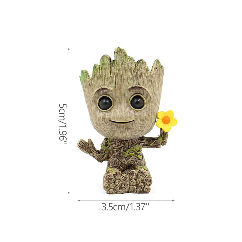 Mini Groot Figurine Home Decor Cartoon Tree Man Desk Ornament Creative Plant Holder Gift
