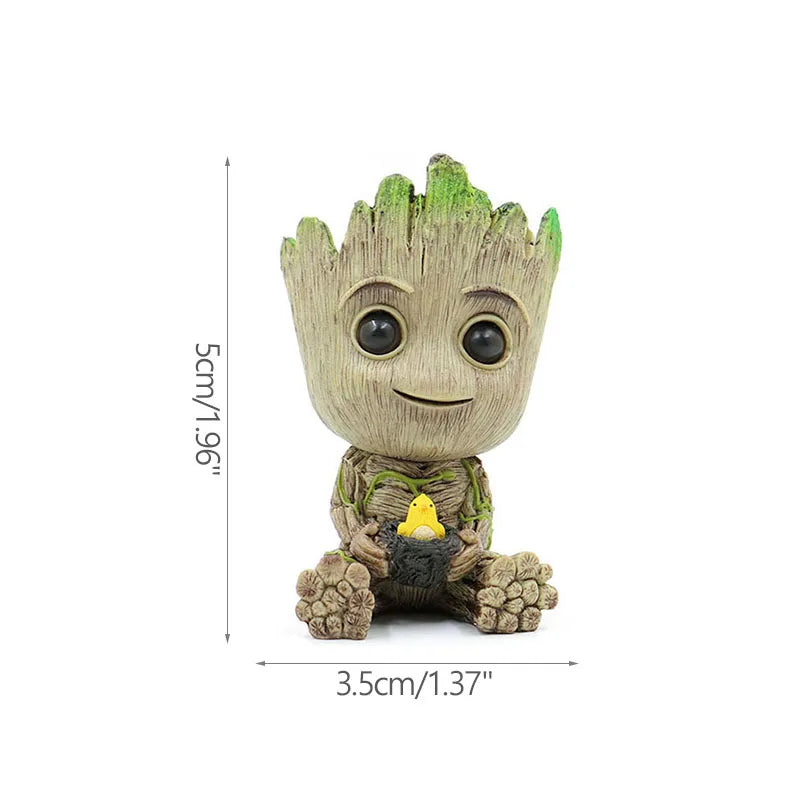 Mini Groot Figurine Home Decor Cartoon Tree Man Desk Ornament Creative Plant Holder Gift