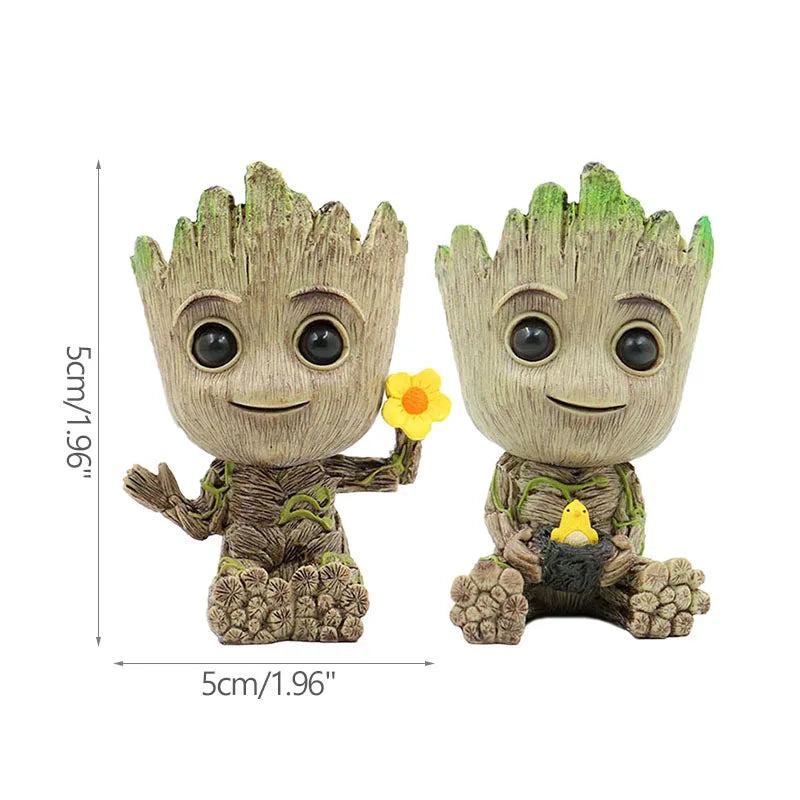 Mini Groot Figurine Home Decor Cartoon Tree Man Desk Ornament Creative Plant Holder Gift