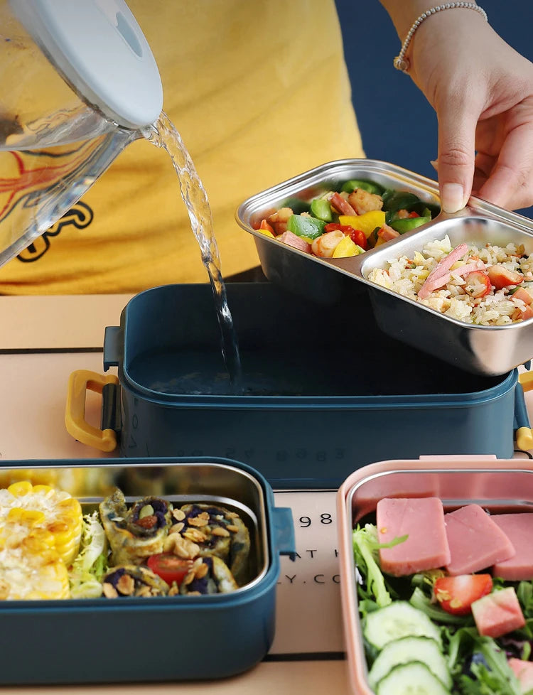 304 Stainless Steel Thermal Lunch Box Single Double Layer Bento Food Container Leakproof Office School Use