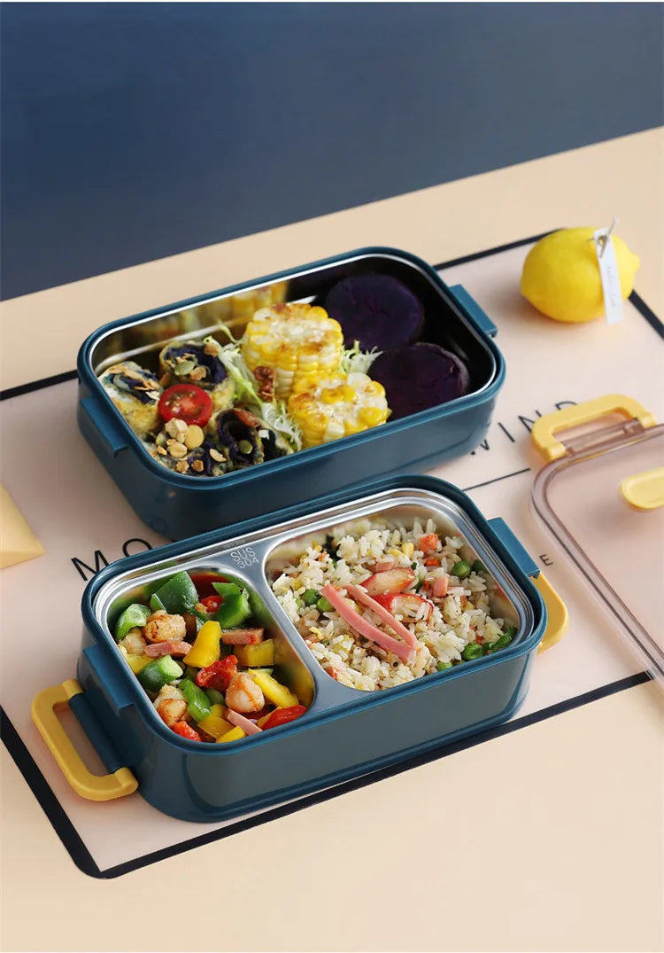 304 Stainless Steel Thermal Lunch Box Single Double Layer Bento Food Container Leakproof Office School Use