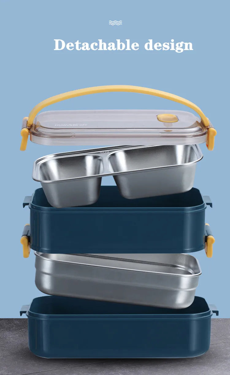 304 Stainless Steel Thermal Lunch Box Single Double Layer Bento Food Container Leakproof Office School Use