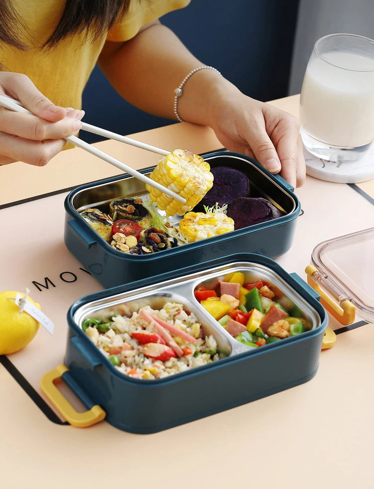 304 Stainless Steel Thermal Lunch Box Single Double Layer Bento Food Container Leakproof Office School Use