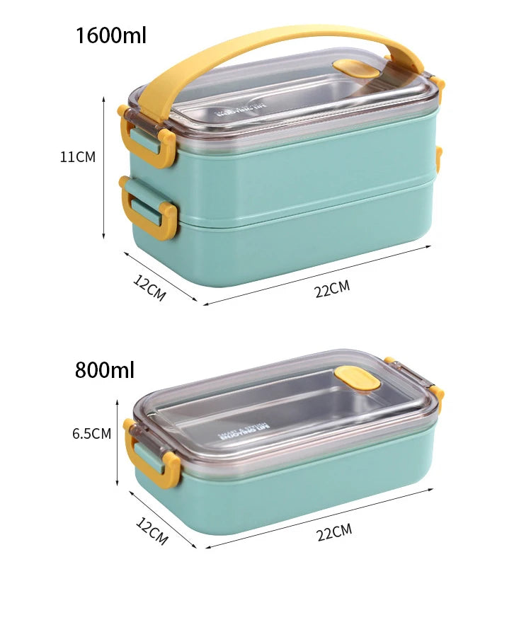 304 Stainless Steel Thermal Lunch Box Single Double Layer Bento Food Container Leakproof Office School Use