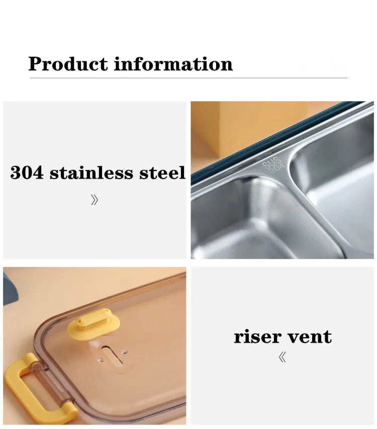 304 Stainless Steel Thermal Lunch Box Single Double Layer Bento Food Container Leakproof Office School Use