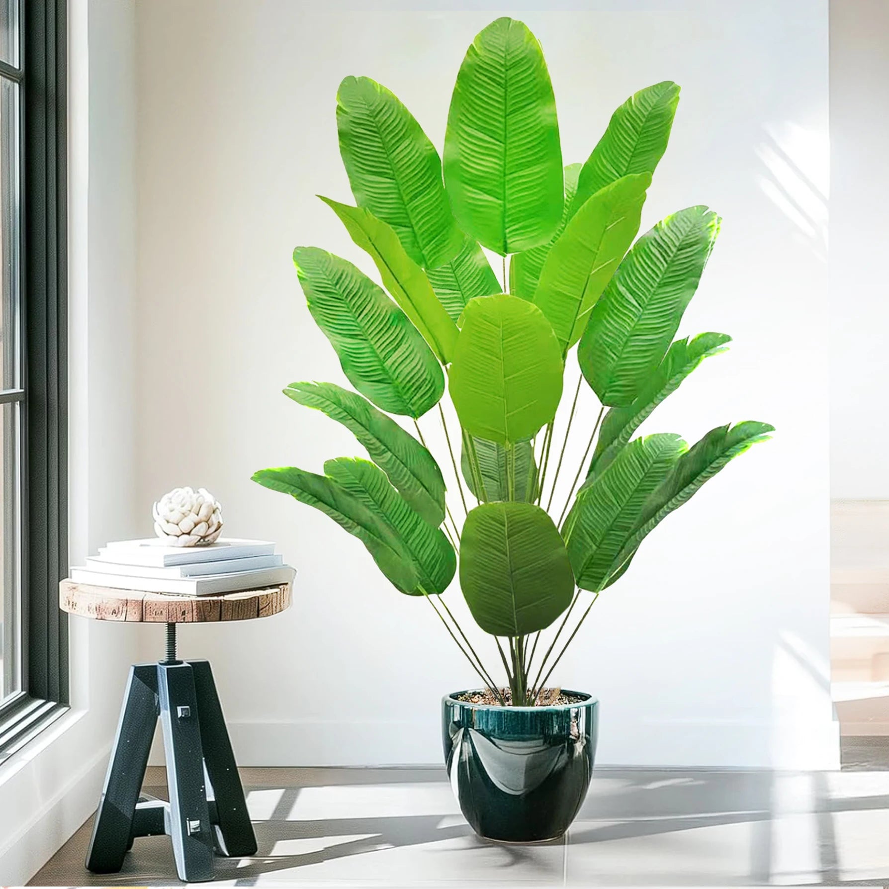 Large Artificial Tropical Palm Tree Banana Plant Real Touch Strelitzia Reginae Fake Plant for Home Garden Decor