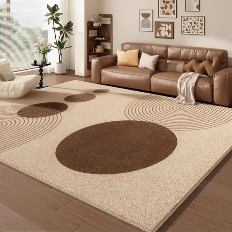 Cream Style Living Room Carpet Soft Modern Geometric Rug Non Slip Easy Clean Bedroom Office Floor Mat