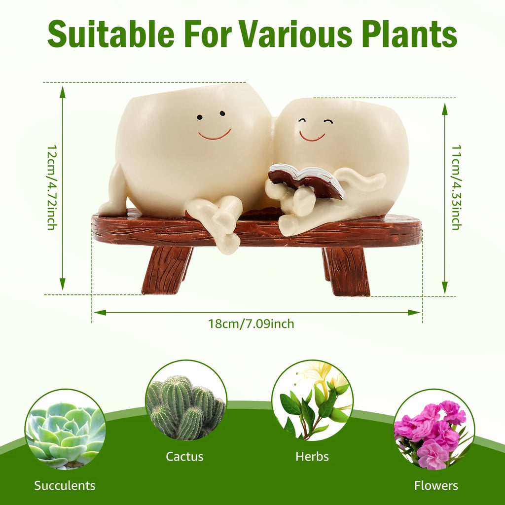 Smile Face Planter for Indoor Plant Rocking Chair Plant Pot with Drainage Hole Funny Small Pot for Indoor Outdoor Home Decor New