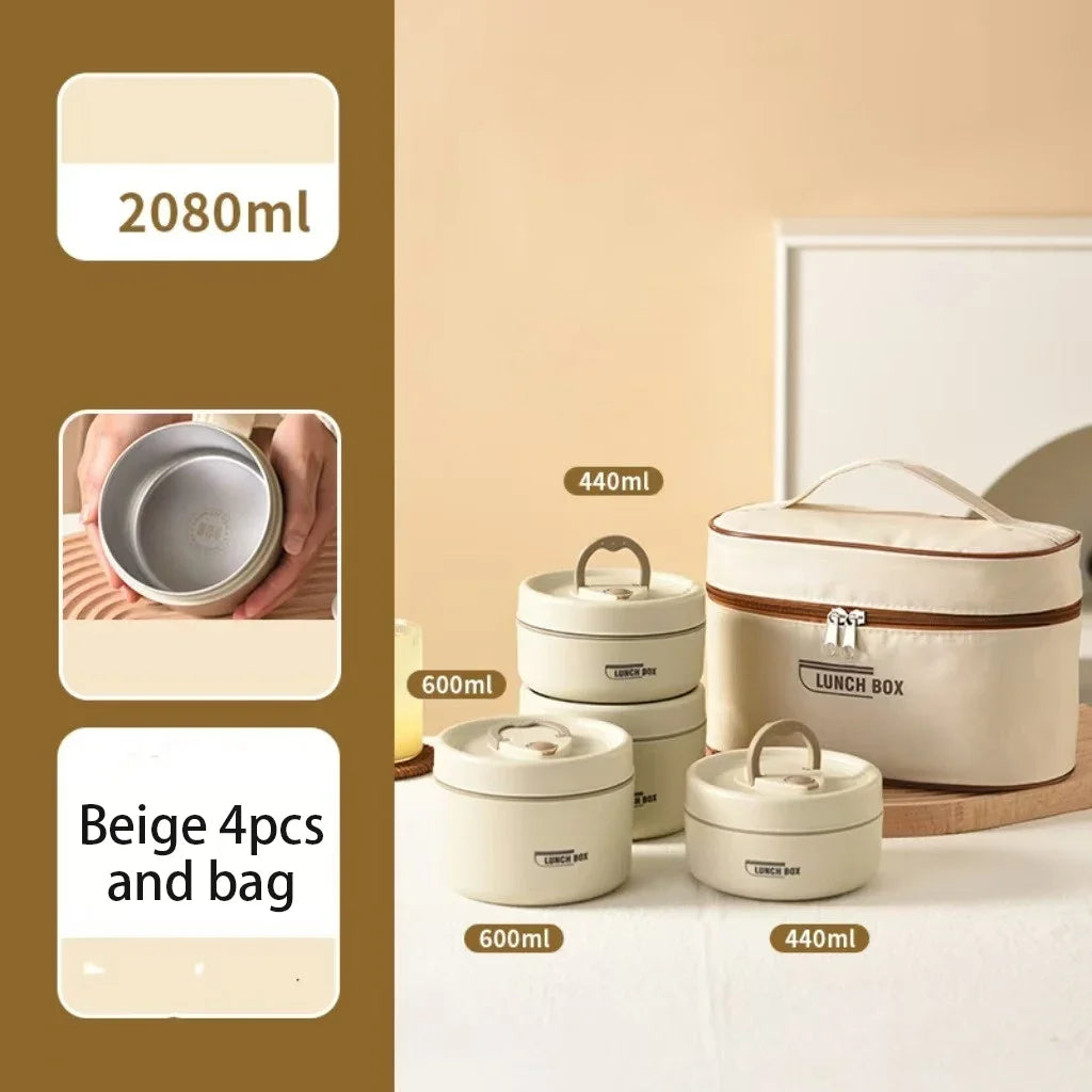 304 Stainless Steel Insulated Lunch Box Stackable Leakproof Bento Container Microwave Safe Food Storage