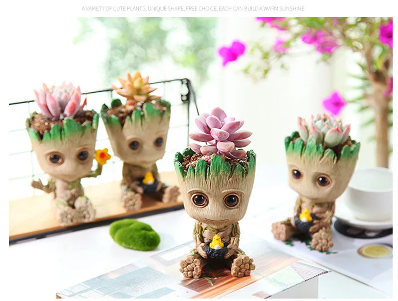 Mini Groot Figurine Home Decor Cartoon Tree Man Desk Ornament Creative Plant Holder Gift