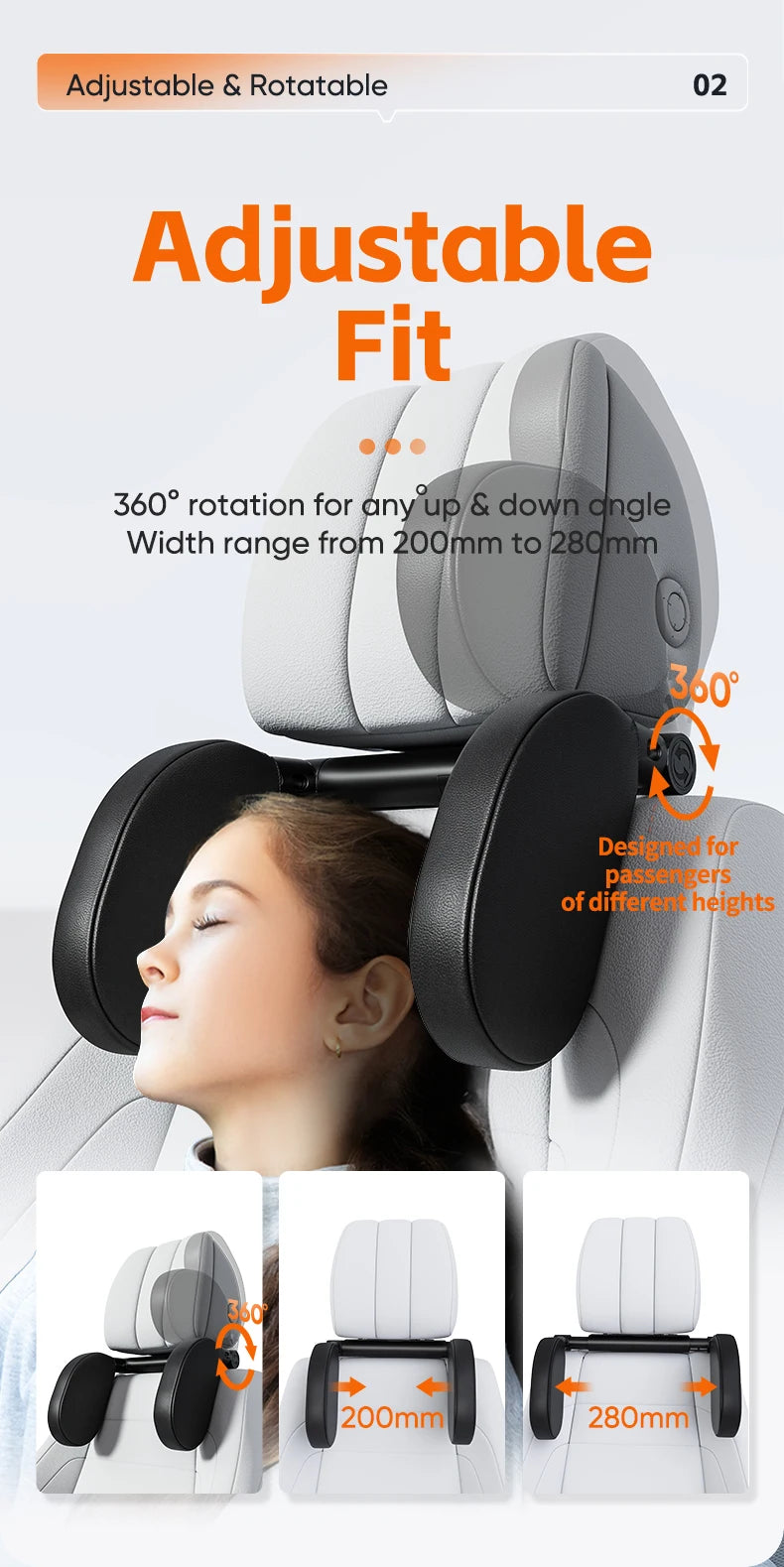 Memory Foam Car Neck Pillow Adjustable Travel Headrest Cushion Universal Fit