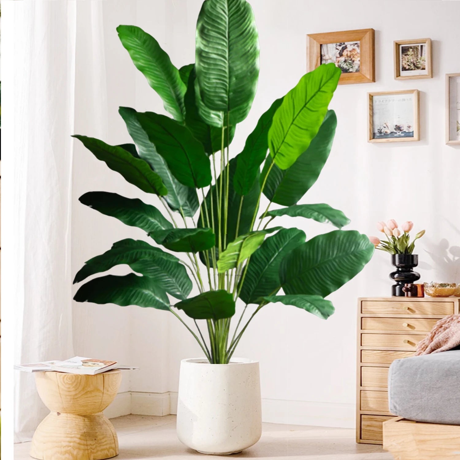 Large Artificial Tropical Palm Tree Banana Plant Real Touch Strelitzia Reginae Fake Plant for Home Garden Decor