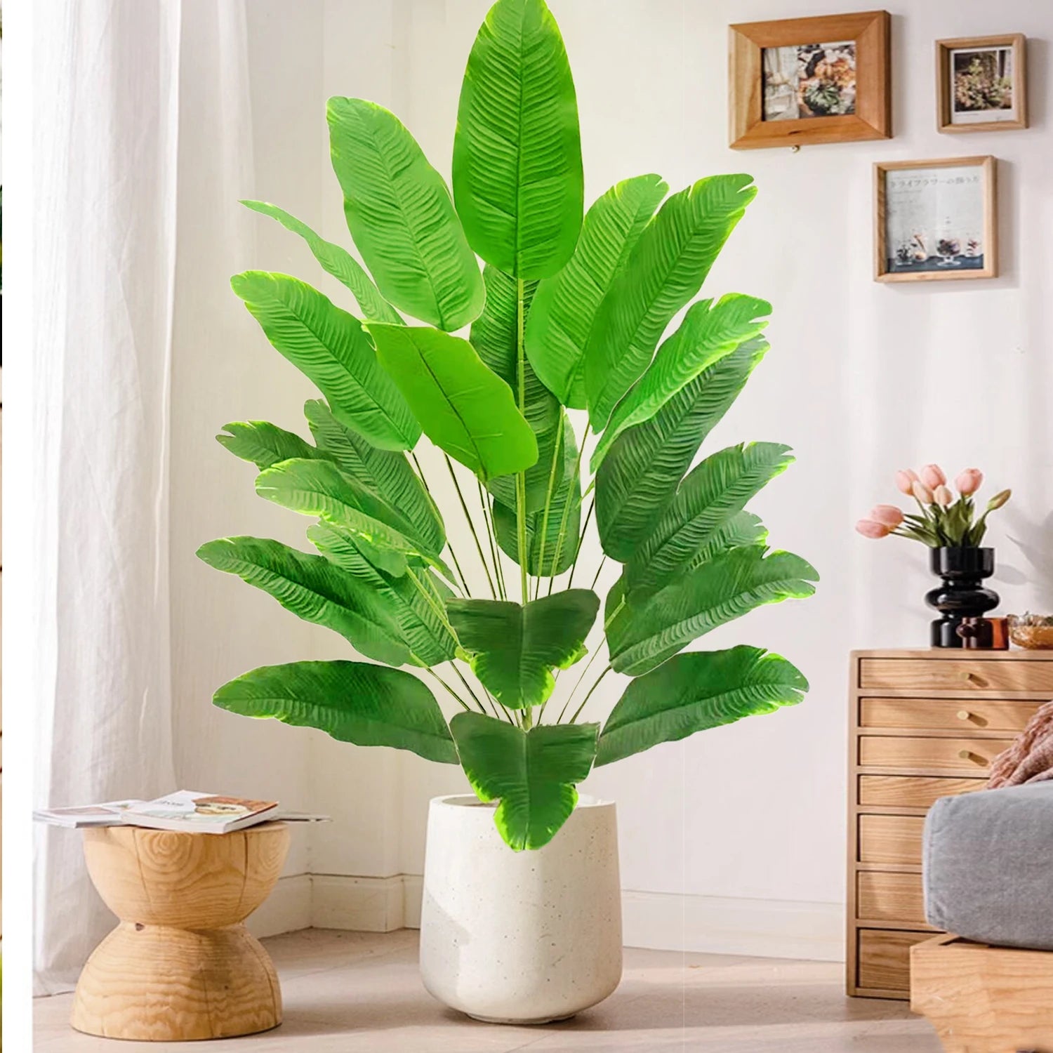 Large Artificial Tropical Palm Tree Banana Plant Real Touch Strelitzia Reginae Fake Plant for Home Garden Decor