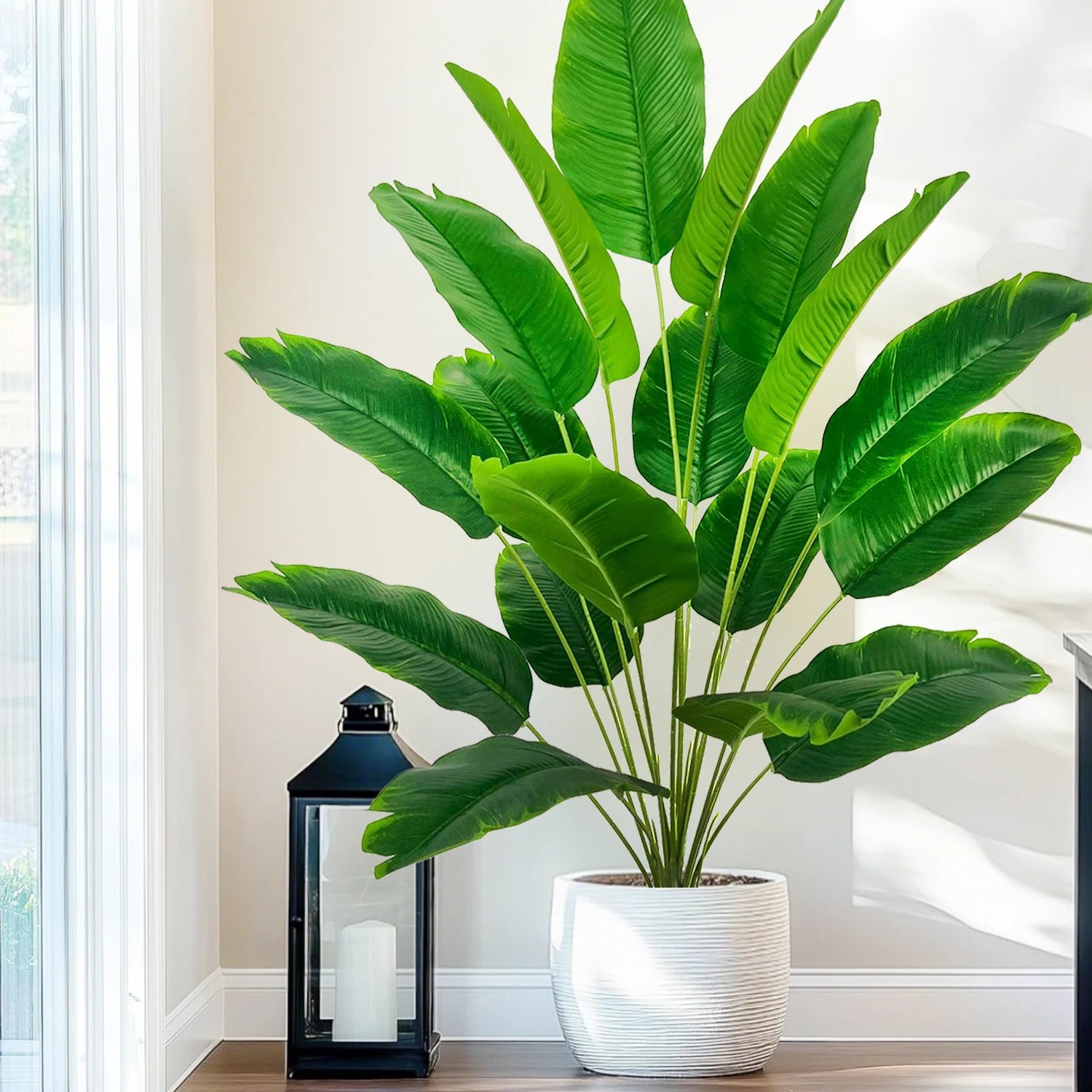 Large Artificial Tropical Palm Tree Banana Plant Real Touch Strelitzia Reginae Fake Plant for Home Garden Decor