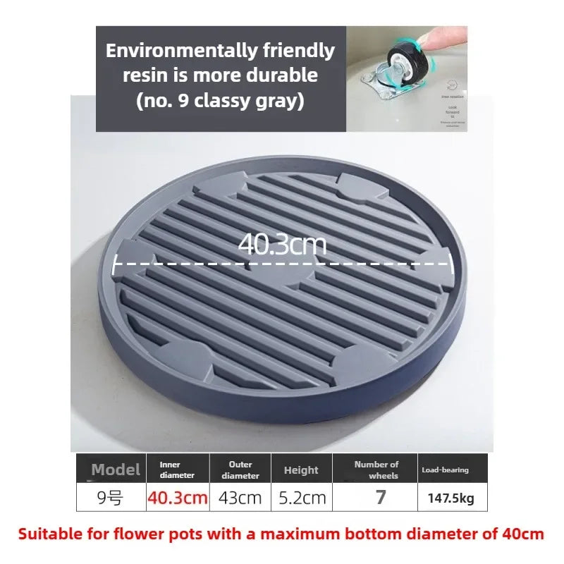 ABS Thicken Flowerpot Tray Bottom Pad Plastic Stable Universal Mobile Tray Universal Wheel Bottom Support Flowerpot Base Garden