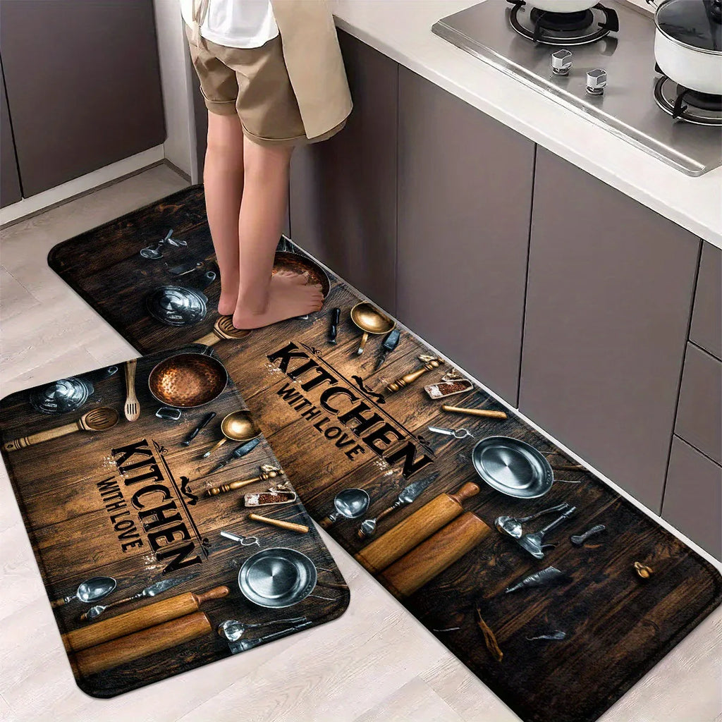 Autumn Maple Leaf Floor Rug Waterproof Anti Slip Kitchen Bathroom Door Mat Durable Easy Clean Carpet