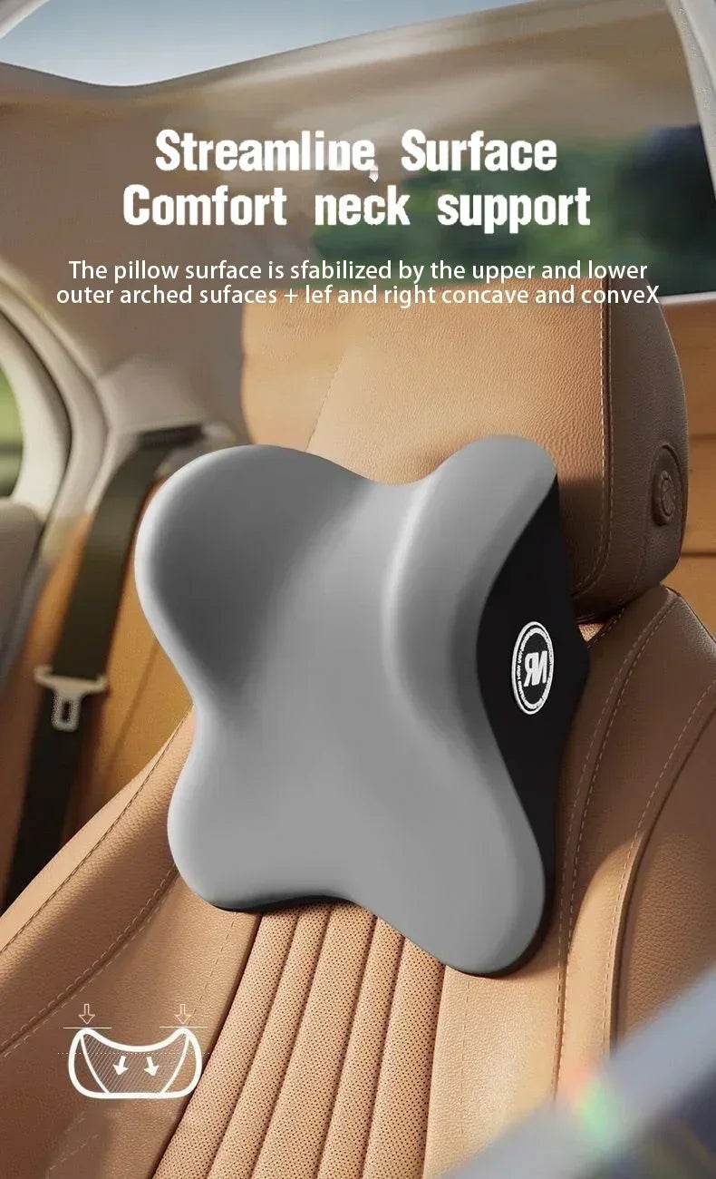 Memory Foam Car Lumbar and Neck Support Cushion Set Ergonomic Back and Headrest Pillow
