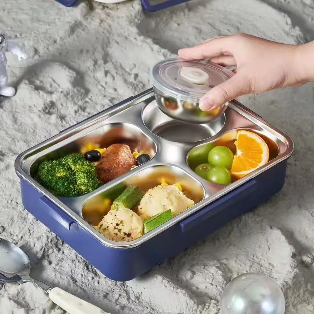 Food-grade stainless steel lunch box, student compartment plate, kids insulated bento box, kindergarten plate
