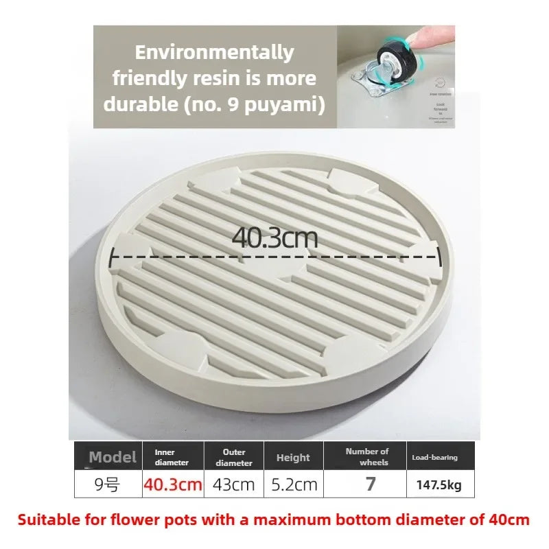 ABS Thicken Flowerpot Tray Bottom Pad Plastic Stable Universal Mobile Tray Universal Wheel Bottom Support Flowerpot Base Garden