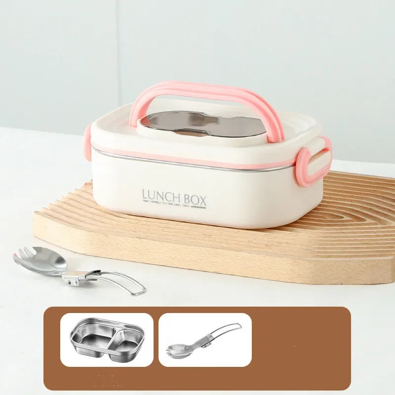 1500ml Double Layer Stainless Steel Thermal Lunch Box Leak Proof Bento Food Container with Insulated Carry Bag for Adults and Students