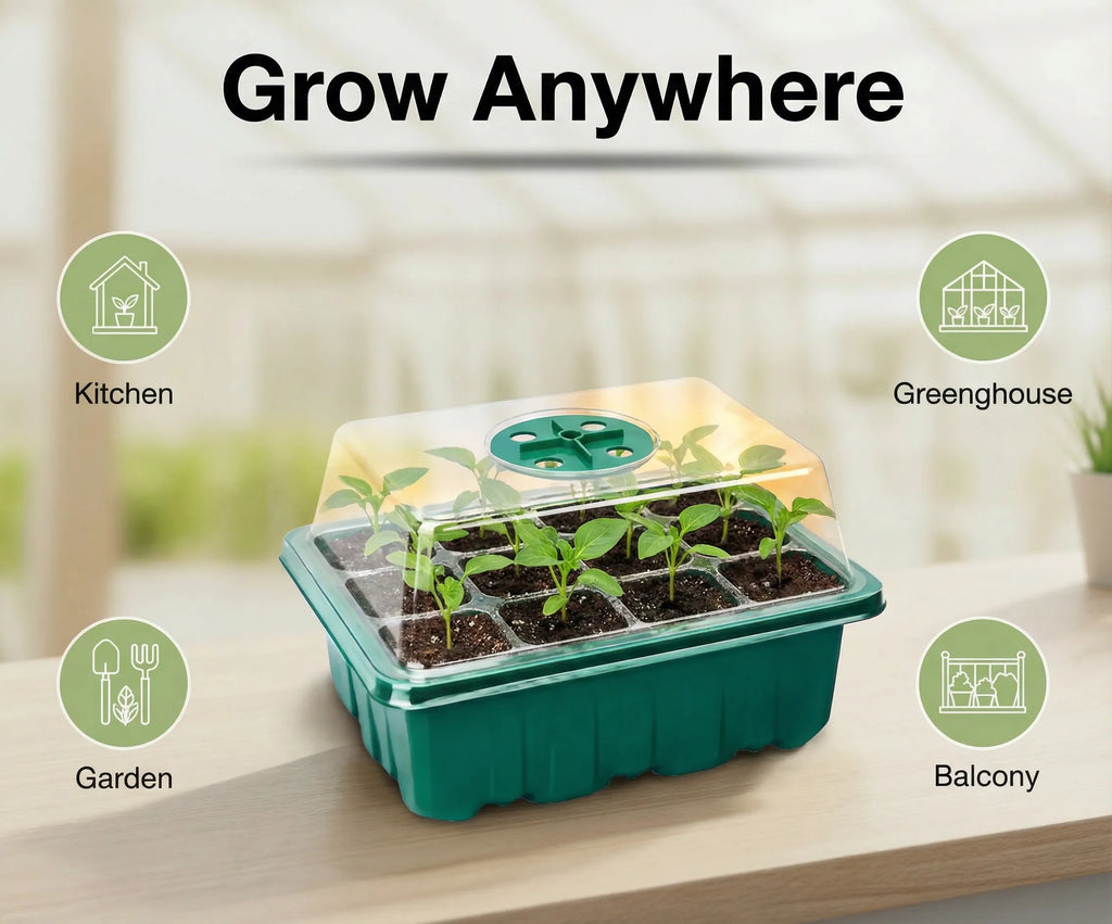 Seed Starter Tray Seedling Kit with Humidity Dome and Base Indoor Mini Greenhouse