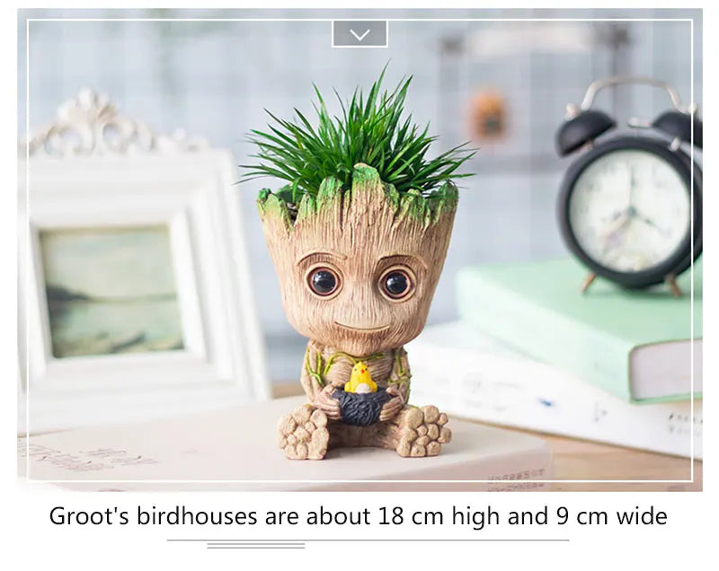 Mini Groot Figurine Home Decor Cartoon Tree Man Desk Ornament Creative Plant Holder Gift