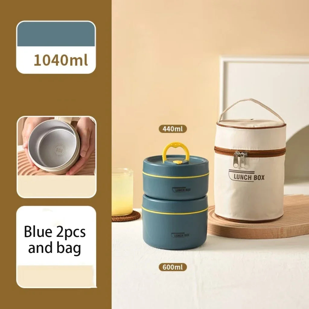 304 Stainless Steel Insulated Lunch Box Stackable Leakproof Bento Container Microwave Safe Food Storage