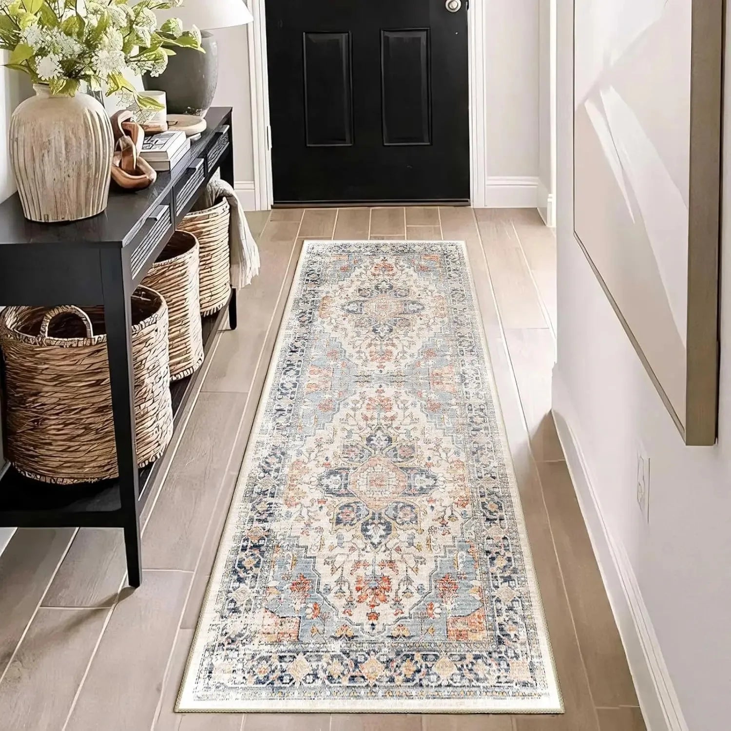 Vintage Bohemian Rug Stain Resistant Non Slip Bedroom Bedside Hallway Entrance Carpet Home Decor