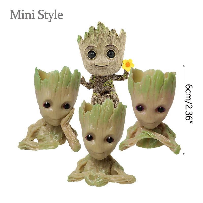 Mini Groot Figurine Home Decor Cartoon Tree Man Desk Ornament Creative Plant Holder Gift