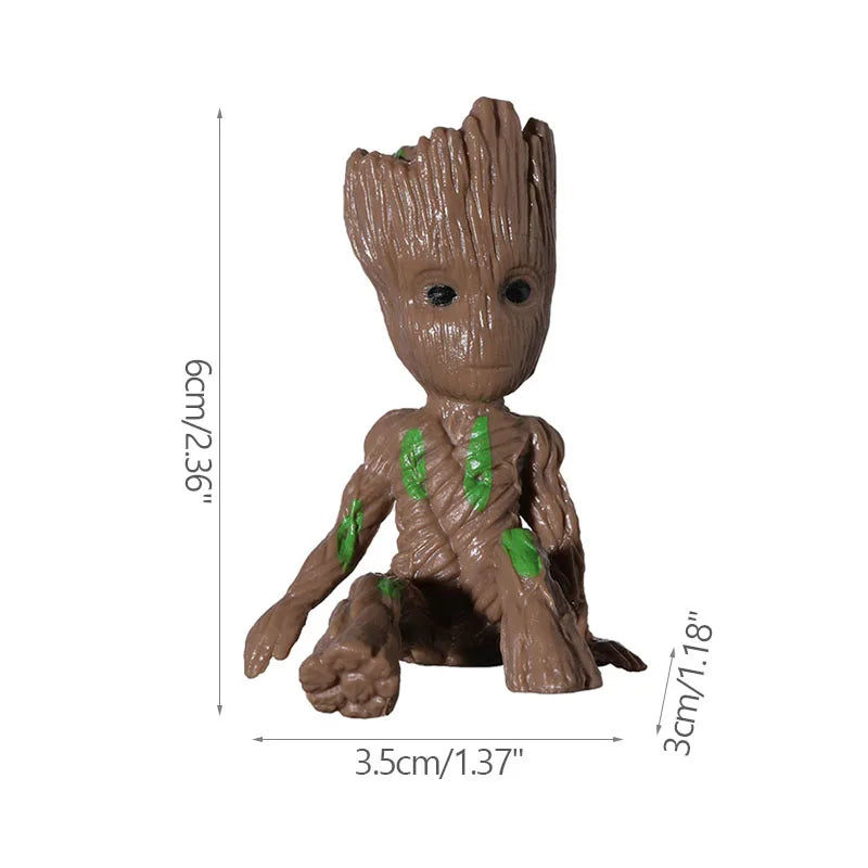 Mini Groot Figurine Home Decor Cartoon Tree Man Desk Ornament Creative Plant Holder Gift