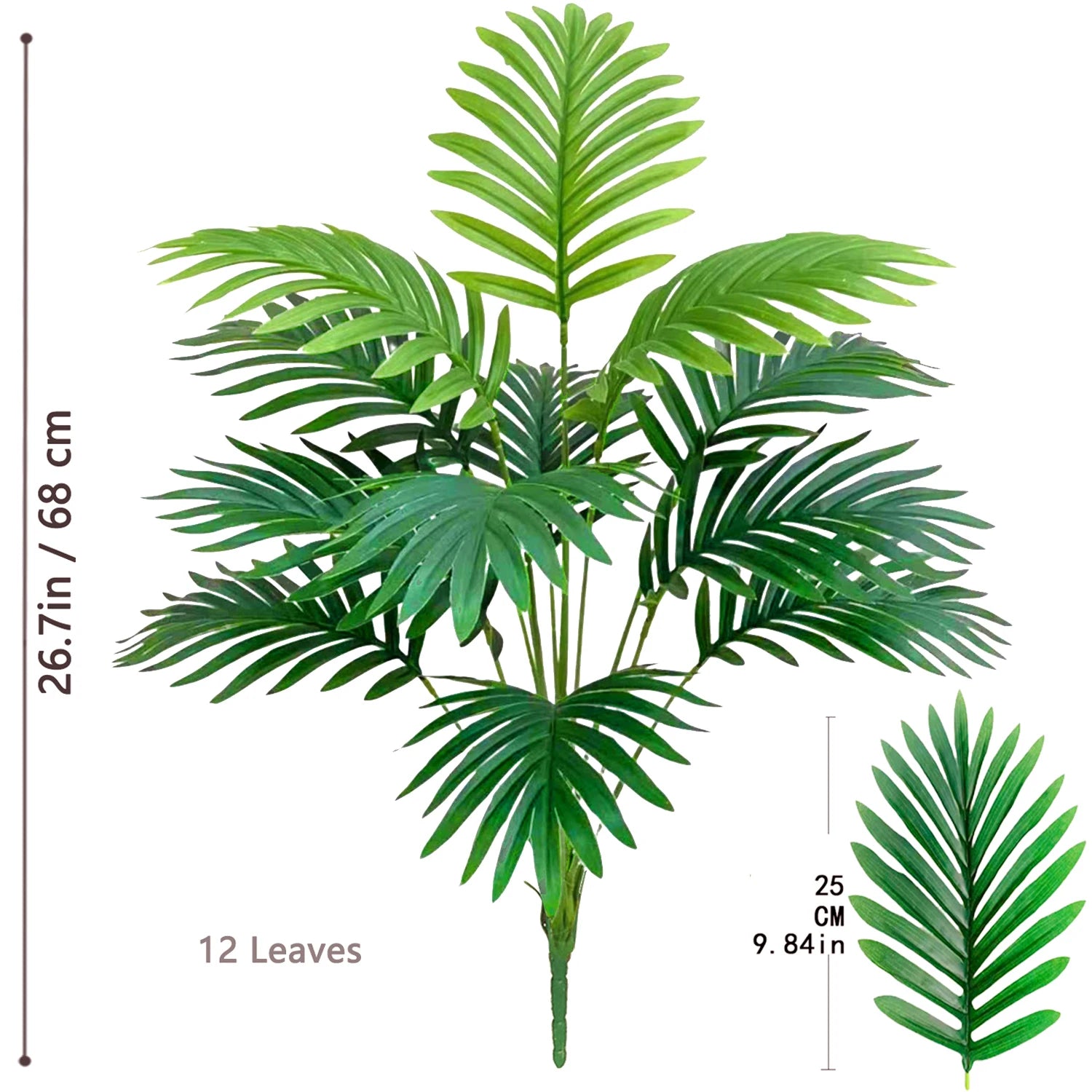 Artificial Palm Tree Decorative Leaves Tropical Fake Plant for Home and Garden Decoration