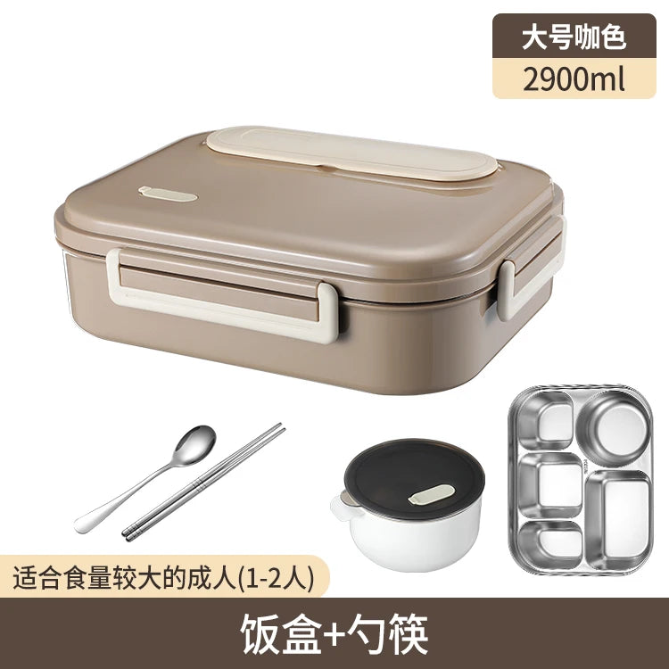 Stainless Steel Kids Lunch Box Compartment Bento Container Insulated Food Storage with Bag for School