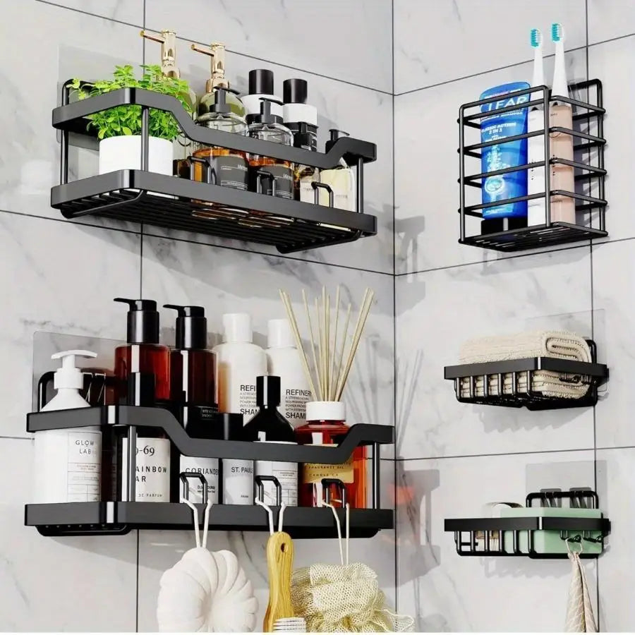Premium Adhesive Shower Caddy Organizer Set 3 Pack / 5 Pack Rustproof Stainless Steel Bathroom Storage Shelf
