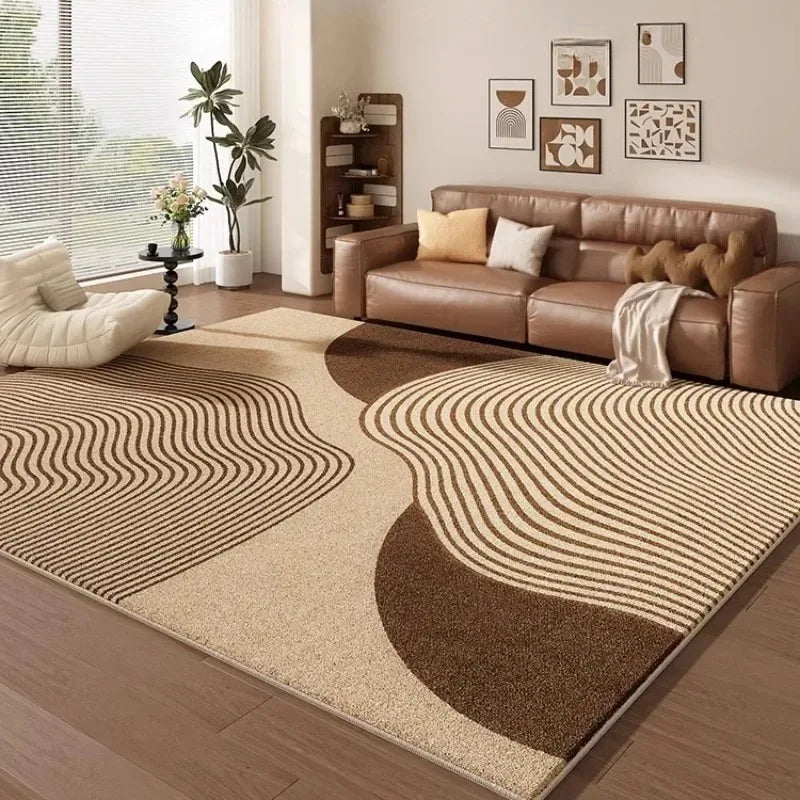 Cream Style Living Room Carpet Soft Modern Geometric Rug Non Slip Easy Clean Bedroom Office Floor Mat