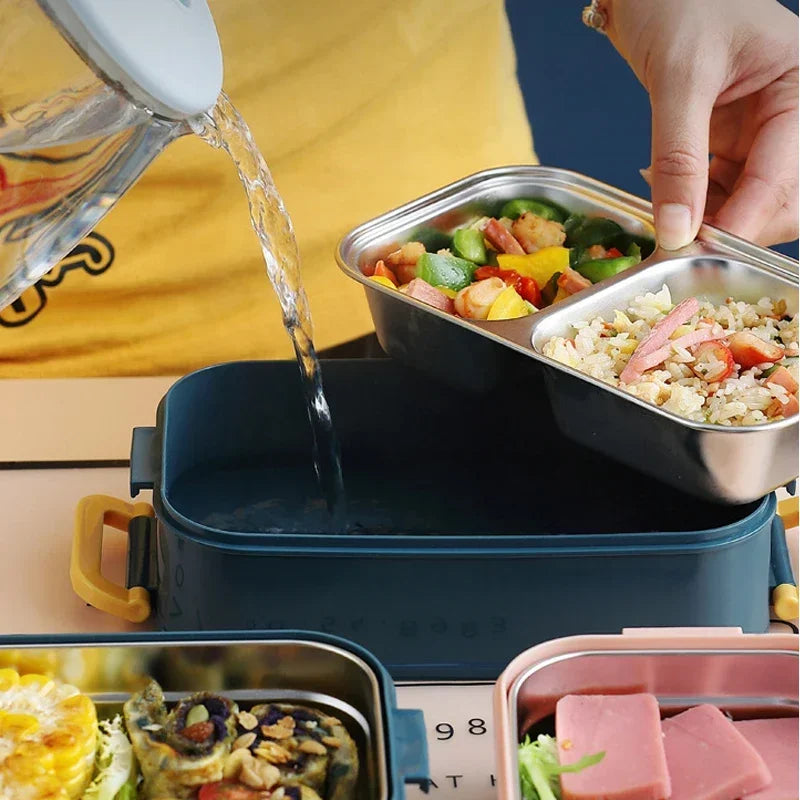 304 Stainless Steel Thermal Lunch Box Single Double Layer Bento Food Container Leakproof Office School Use