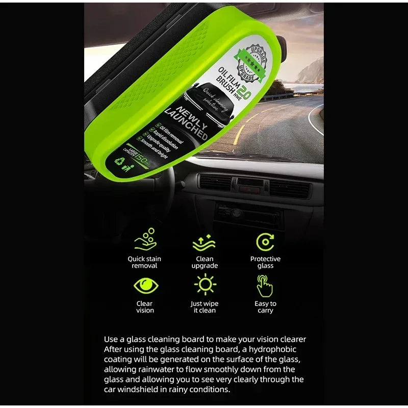 Car Glass Oil Film Remover Cleaner with Crystal Coating Protection 100ml Windshield Polishing Solution