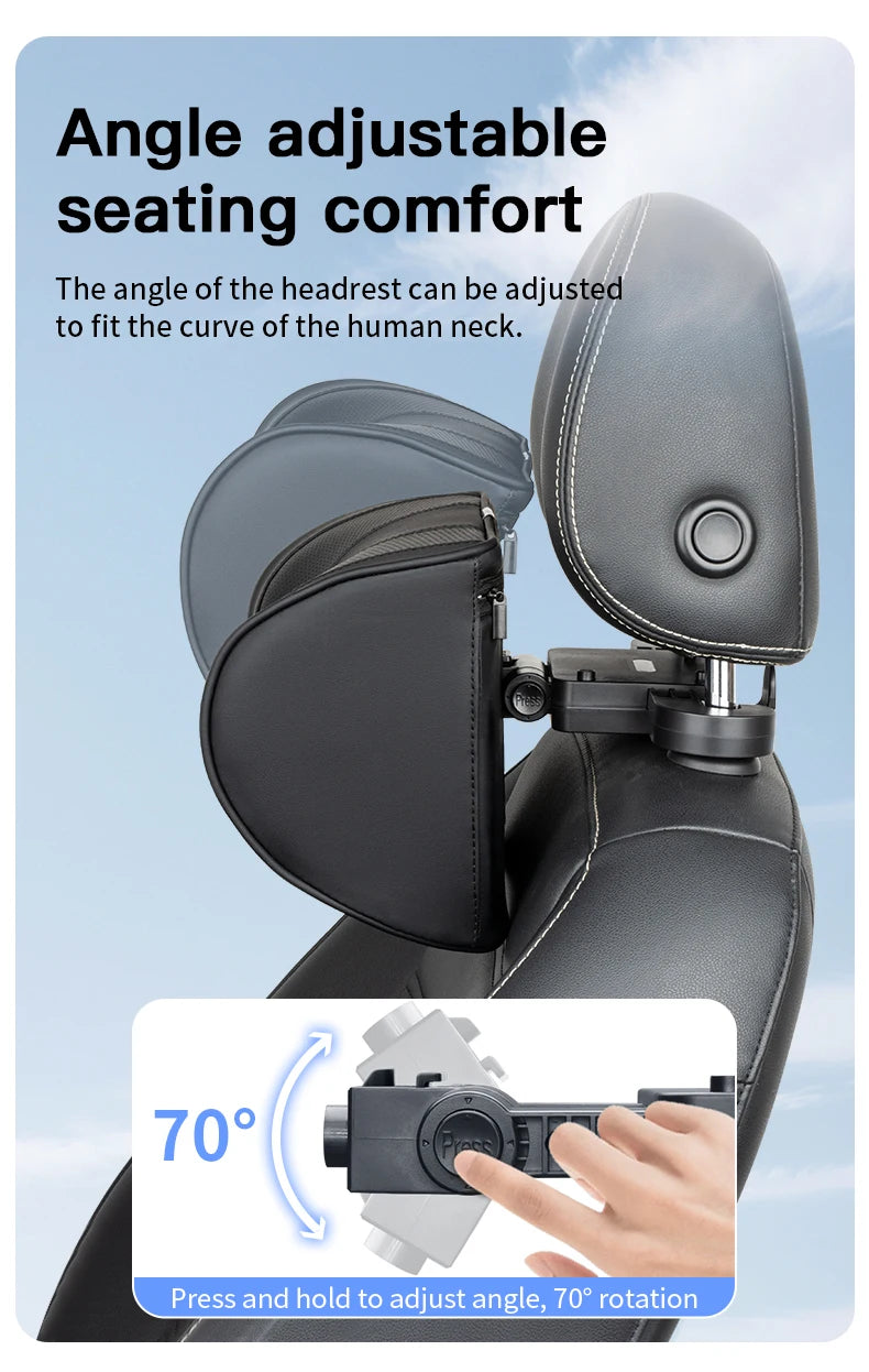 Leather Car Headrest Pillow Memory Foam Neck Support Cushion Adjustable Auto Accessory
