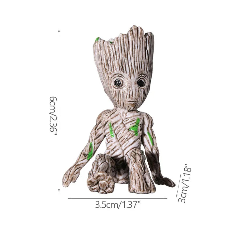 Mini Groot Figurine Home Decor Cartoon Tree Man Desk Ornament Creative Plant Holder Gift