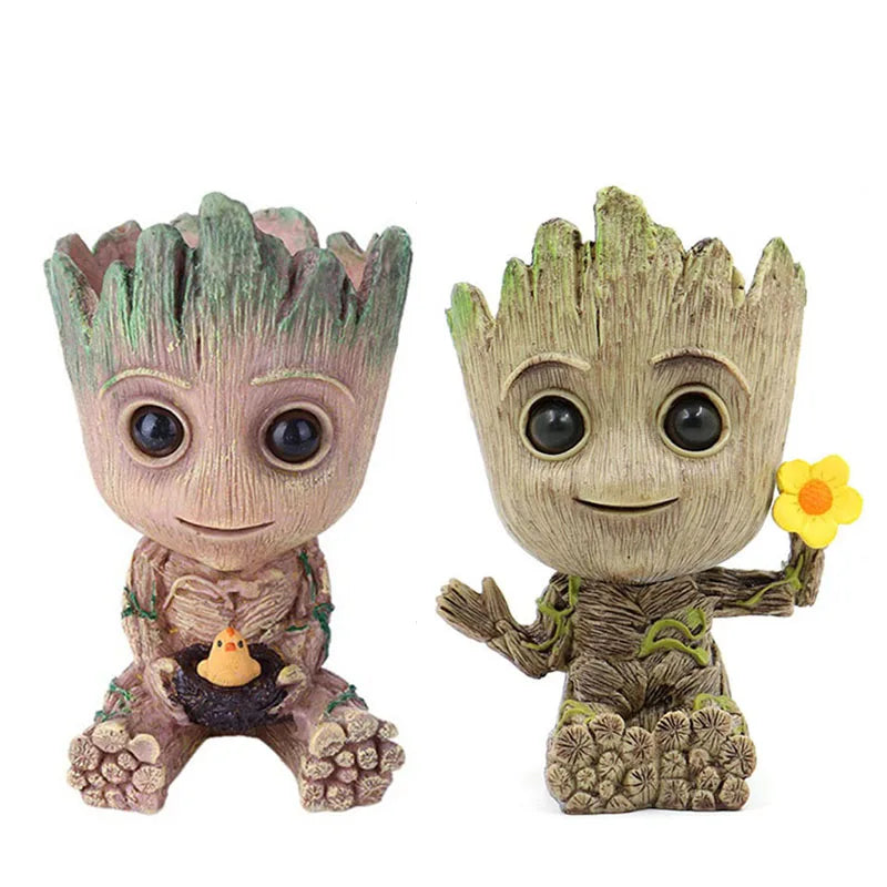 Mini Groot Figurine Home Decor Cartoon Tree Man Desk Ornament Creative Plant Holder Gift
