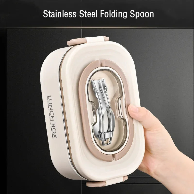 1500ml Double Layer Stainless Steel Thermal Lunch Box Leak Proof Bento Food Container with Insulated Carry Bag for Adults and Students