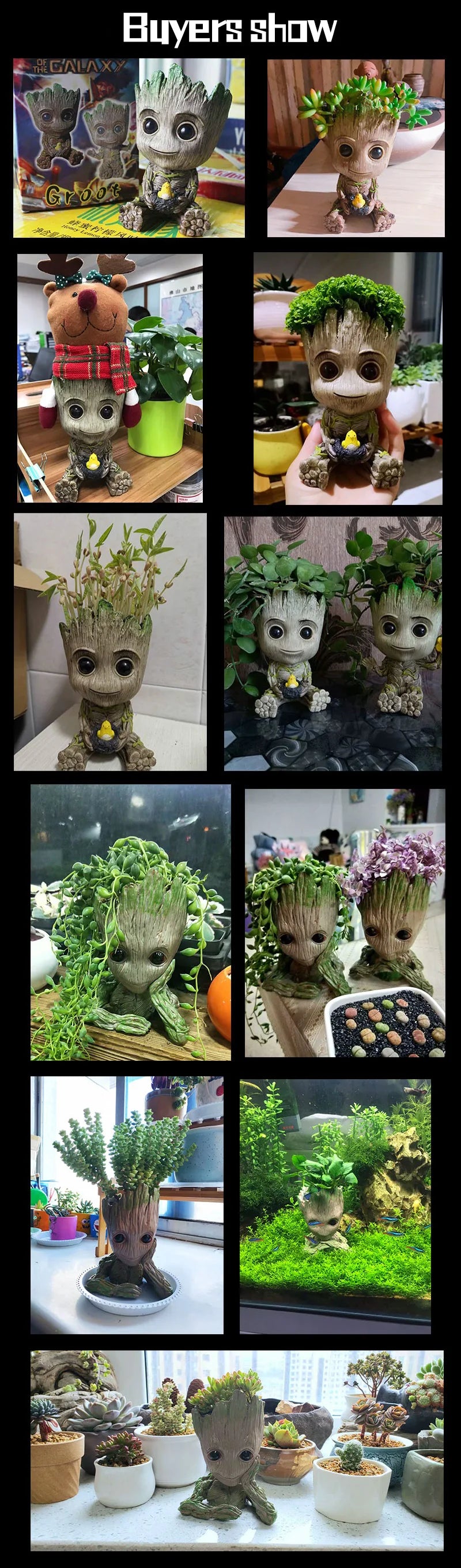 Mini Groot Figurine Home Decor Cartoon Tree Man Desk Ornament Creative Plant Holder Gift