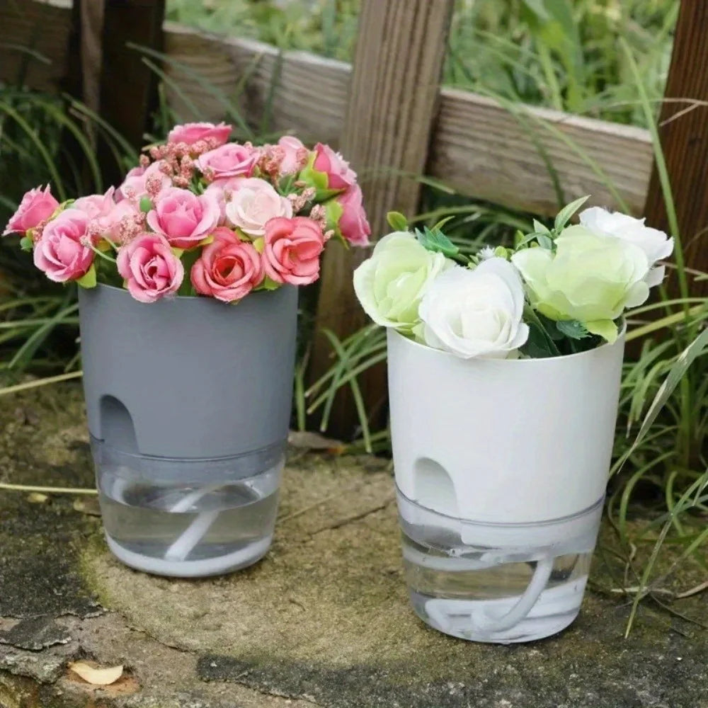 Self-Watering Plant Pots Set (5 or 10 Pack) – Double-Layer Hydroponic Flower & Succulent Planters for Home & Office Décor