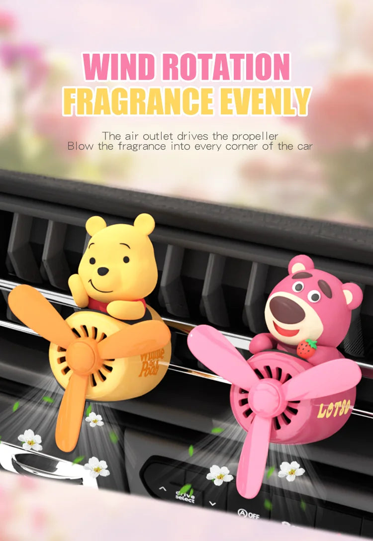 Winnie the Pooh Pilot Car Air Freshener Cute Cartoon Vent Clip Fragrance Diffuser Interior Decoration