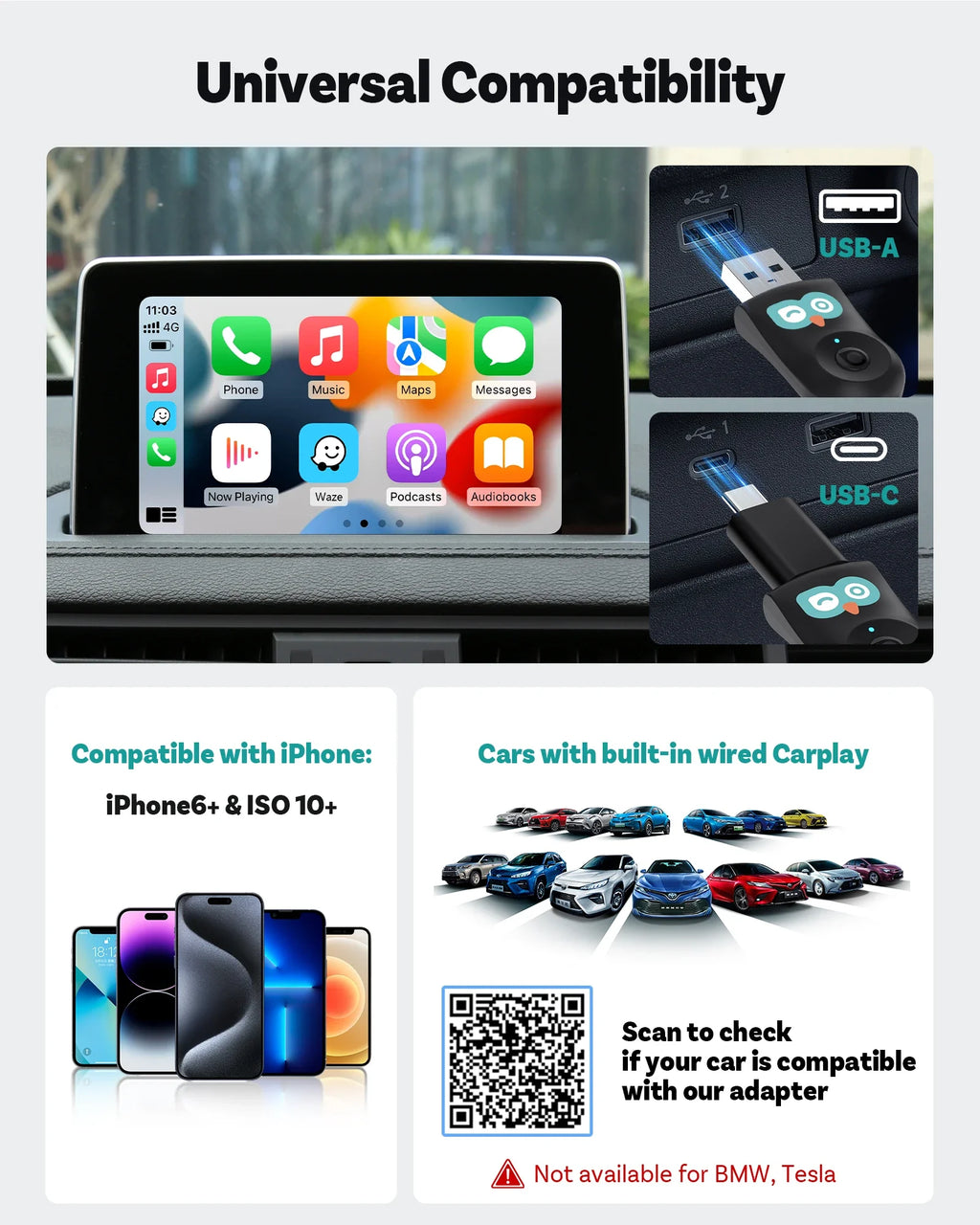 Ottocast Cabin Care Wireless CarPlay Baby Camera 1080P HD Backseat Monitor with Night Vision