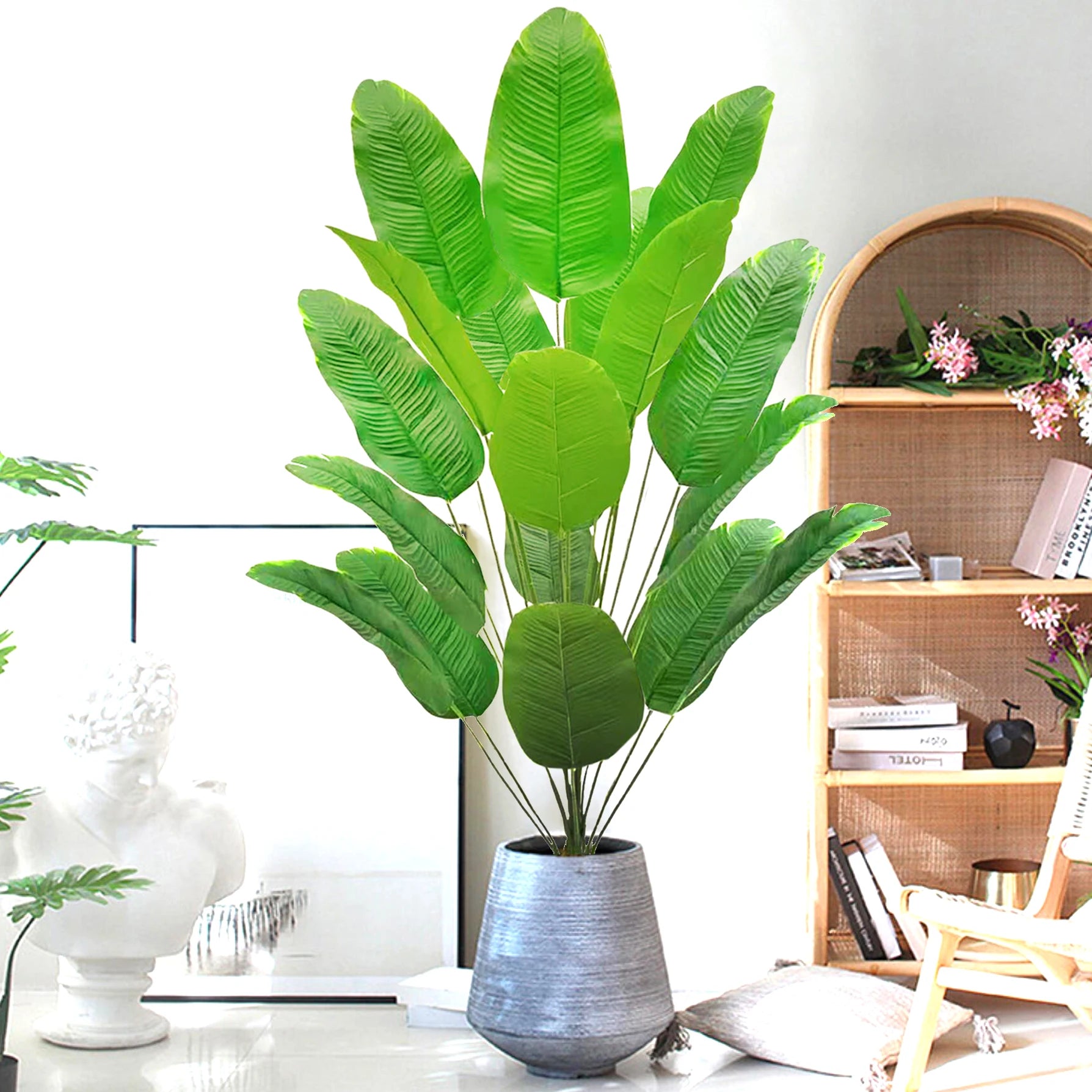 Large Artificial Tropical Palm Tree Banana Plant Real Touch Strelitzia Reginae Fake Plant for Home Garden Decor