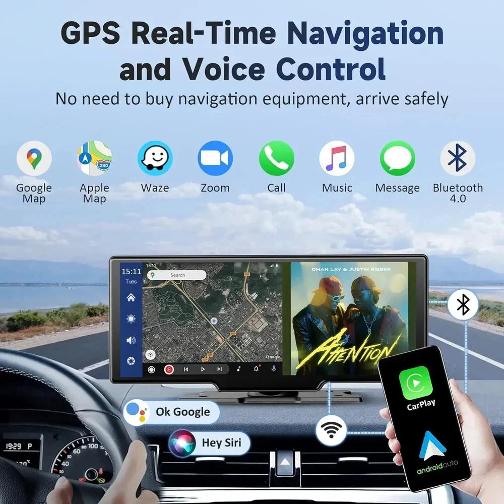 Ottocast AI 11.4 Inch Wireless CarPlay Screen Android 15 Smart Car Display with GPS and Split Screen
