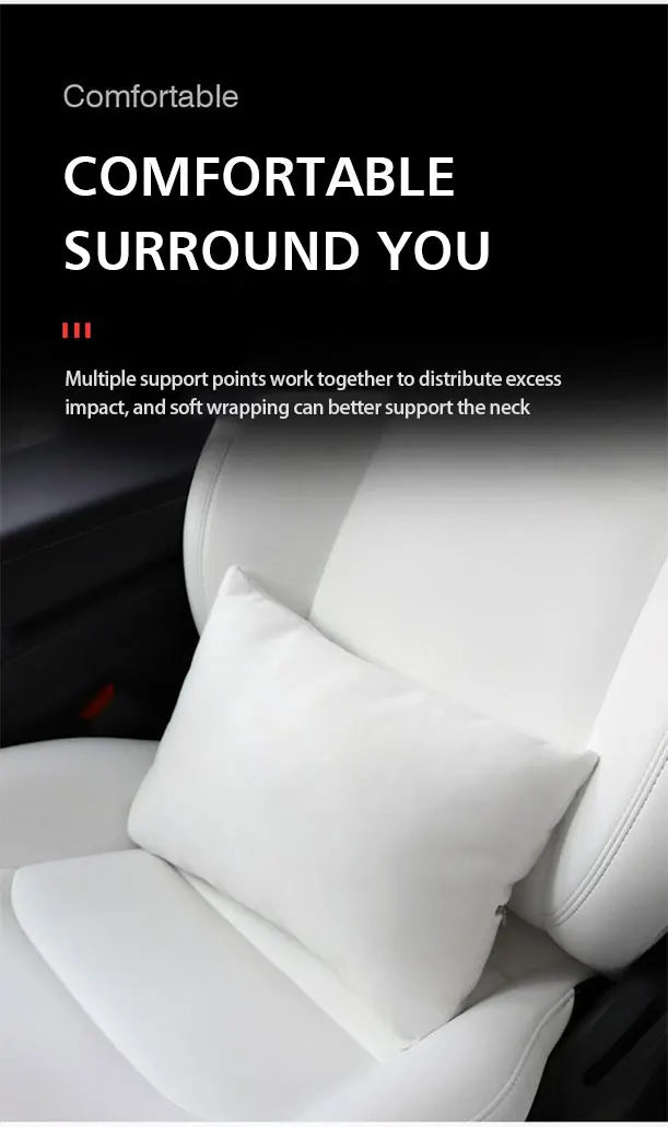 For Tesla Model 3 Y Car Neck Pillow Protective Lumbar Back Support Flocking High-Quality Headrest Lumbar Car Accessories